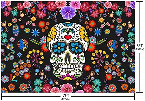 Pozadina Dan mrtvih Meksička šećerna lubanja cvjetna pozadina za fotografiranje fotografija 7-5-5 pozadina za rođendanske zabave rekviziti