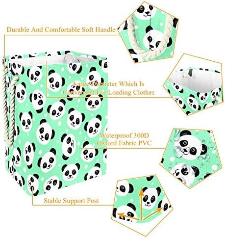 Inhomer Slatka Panda Face 300D Oksford vodootporne PVC koš za odjeću Velika košara za rublje za deke odjeće i igračaka u spavaćoj sobi