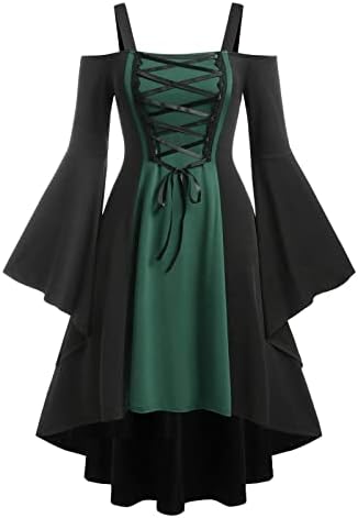 Koktel haljine za žene, gotička Vintage Midi haljina u srednjovjekovnom dvorskom stilu s ramena, svečana banketna haljina
