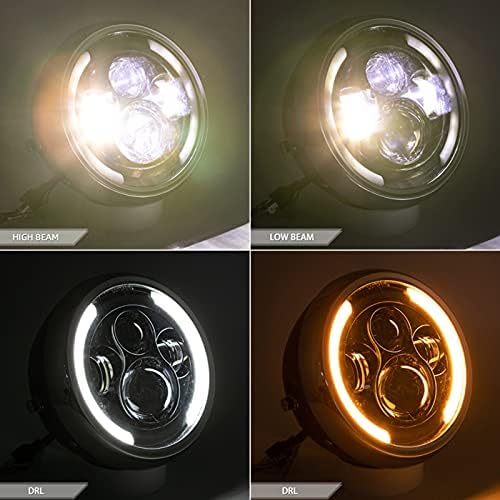 7,5-inčna okrugla LED svjetiljka za motocikle s montažnim nosačima, prednja prednja svjetla s prstenom, ima jantarno i bijelo svjetlo