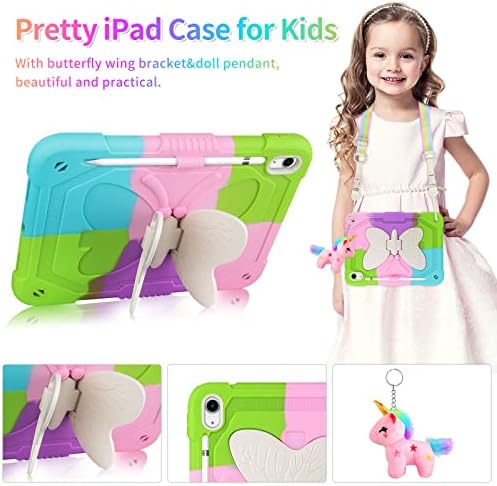 Za iPad 10. generaciju slučaj 2022, iPad 10.9 slučaj za djecu djevojke, iPad 10. slučaj s leptirima krila za nosač olovke za olovke