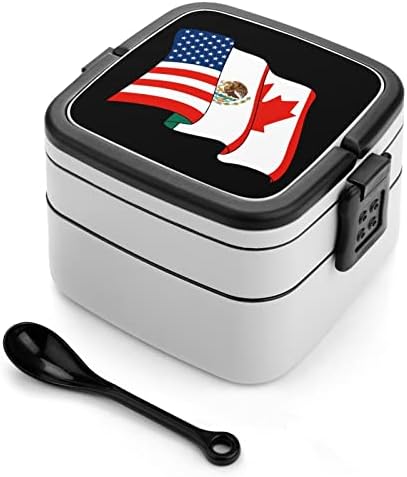 Američka meksička kanadska zastava smiješna sve u jednom kontejneru za ručak u Bento Boxu sa žlicom za putovanja piknik