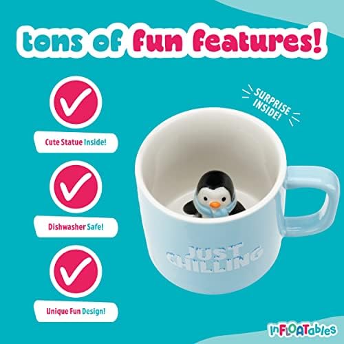 Influables Penguin Božićne krigle - 3D Slatke šalice za žene - Poklon za djecu - Zimski pokloni - Slatka šalica šalice - Slatke šalice