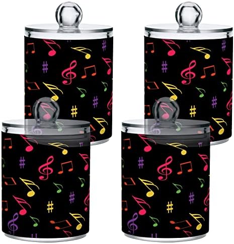 Alaza 4 Pack Qtip držač za dozator Muzika Melodija Song Organizator kupaonice kanisteri za pamučne kuglice/brise/jastučići/flos, plastične