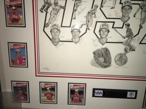 1984. američki olimpijski bejzbol tim potpisao je Paluso litograf s uokvirenim Topps karticama PSA - MLB Autografirani razni predmeti
