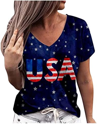 Patriotske košulje za žene američka zastava majica casual ljetni vrhovi kratki rukavi matične zvijezde pruge udobna labava trendovska