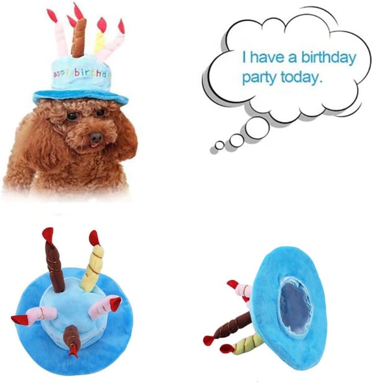 Xingzhan Pseći rođendanski šešir, slatke igračke za pse za male srednje velike pse, plišana igračka za pse, plava