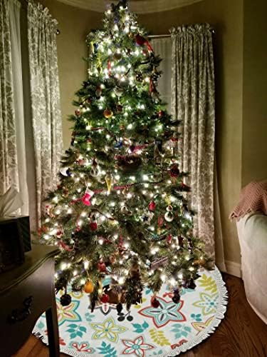 Xollar 48 inčni veliki božićno drvce suknje prostirke cvjetne zvijezde, ukrasi božićnih stabala za zimske zabave Nova godina s resicama