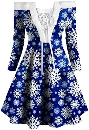 Ženske božićne haljine Vintage Vintage casual snježni print zabava labave slatke haljine za žene