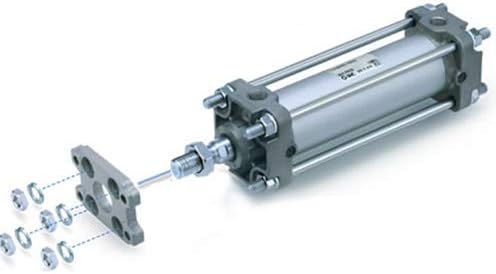 SMC CA2 Zračni cilindar šipki - provrt od 63 mm, udar od 250 mm, 20 mm šipka, M18x1.5 mužjaka navoj, pojedinačna šipka, prirubnica,