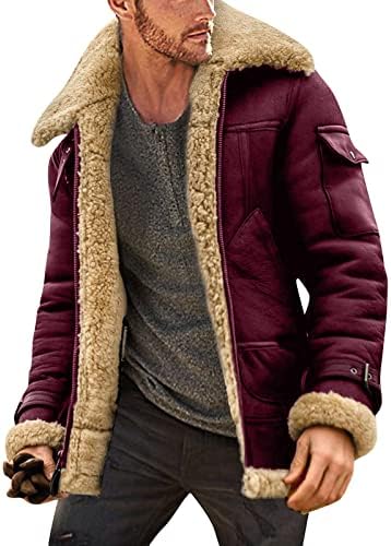 Muškarci plus veličina zimskih kaputa o ovratnik dugi rukavi podstavljena kožna jakna Vintage zgušnjavanje jakna od ovčjeg kože