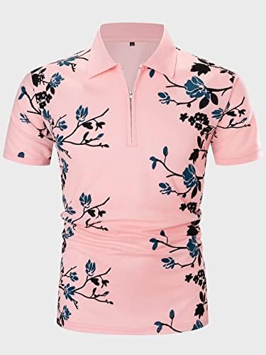 Gorglitter muške cvjetne polo majice s kratkim rukavima Pola zip vrat majice
