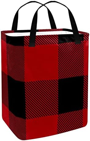 Crno-crveni Karirani uzorak s klasičnim printom sklopiva košara za rublje vodootporne košare za rublje od 60 l košara za pranje odjeće