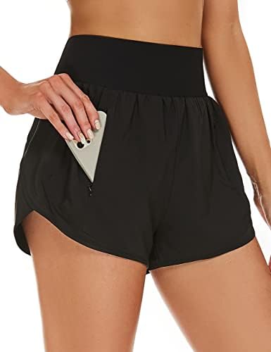BMJL Womens 7 inčni kratke hlače duge kratke hlače s visokim strukom koji trče atletske kratke hlače sa džepovima s patentnim zatvaračem