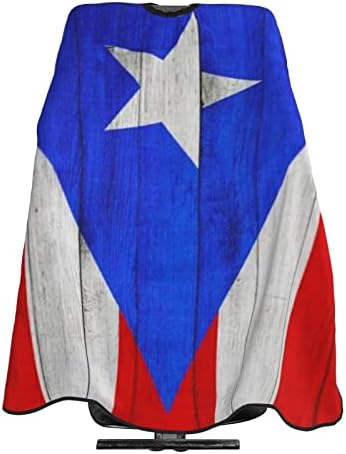 BARBER CAPE Professional Frizuri saloni, Portorikanska zastava drvena tekstura Velika brijač ogrtač s elastičnim vratom za DIY frizura
