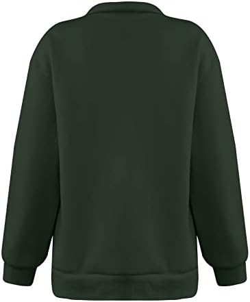 Womens pullover flece hoodie kvartal zip grafičke majice dugi rukavi casual plus majice za žene zelene