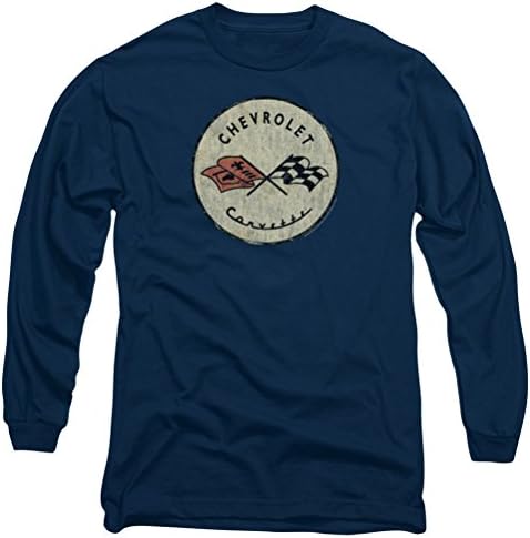 A&E DIZAJNSKI CHEVY CORVETTE Old Vette Logo košulja dugih rukava, mornarica, XL