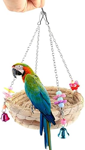 Ｋｌｋｃｍｓ Kućne ptice slamke ljuljačke igračke tkane slamna lagana tkana slamna ptica viseći krevet za papagaj afričke sive konure finches