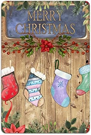 Sretan božićni znak, praznični dekor, božićni znak, odmor za odmor, znak božićnih čarapa, dekor dekor dekor lin znak vintage zidni