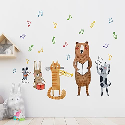 MFAULT CARTION ARICET CONCERT Glazbeni zidni naljepnice naljepnice, pjevanje medvjeda mačka zečja miša Urednici vrtića Dječaka Dječaci