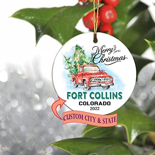 Sretan Božić 2022. Ornament Tree Prvi praznik Život u Fort Collins Colorado State Ukras Custom City State - Zadržavanje ideja za poklon