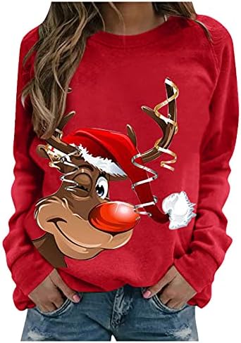 Modni pulover s dugim rukavima, Modni Slatki topovi, široka Ženska majica, grafičke majice s okruglim vratom, božićne majice