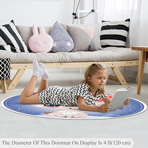 Llnsupply 4 ft okrugli nisko-pile igralište, slatka mala zeko plava dječja puzanja podne prostirke igra igra pokrivač dojenčad dijete