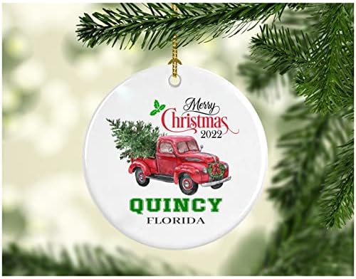 Božićni ukras Stablo Sretan Božić 2022. Quincy Florida Ornament Smiješni poklon božićni odmor kao obitelj Prilično rustikalni prvi