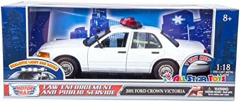 Motormax 1:18 2001 Ford Crown Victoria Policijska svjetlost i zvuk neoznačeni bijeli 73992