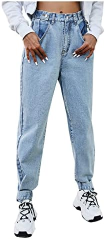 Lariau traperice s visokim strukom za žene i rupe casual gradijent vitki ravni kapri ribani traper hlače hlače