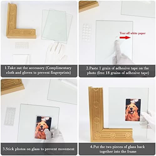 Kilarero Gold 5x7 okvir za slike DIY plutajući zaslon za 4x6, 2x3, ukrašeni polaroidni okvir u obliku L s dvostrukom visokom razlučivošću
