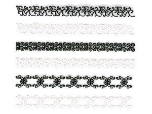 Iridescent Glitter crno -bijela viktorijanska cvjetna naljepnica naljepnica/naljepnice