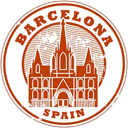 Ovalna španjolska Barcelona Red Tower 4x4 inča naljepnica naljepnica Die Cut Vinil - napravljena i otpremljena u SAD -u