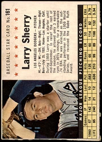 1961. Post žitarica 161 Com Larry Sherry Los Angeles Dodgers VG Dodgers