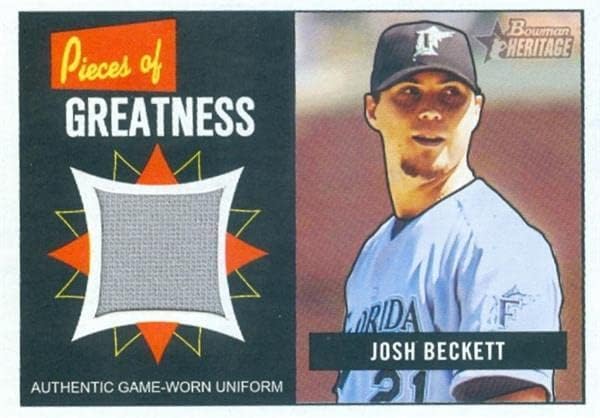 Josh Beckett Player nosio Jersey Patch Baseball Card 2005 Bowman Heritage komadi veličine PGJB - MLB igra korištena dresova