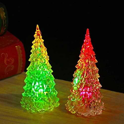Kisangel Mali osvijetljeno akrilno božićno drvce: 8pcs stol TOP LED božićna drvca Xmas noćni lagani stol za odmor središnji dio radne