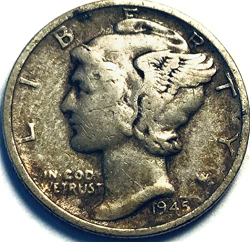 1945 S Mercury Silver Dime vrlo fino