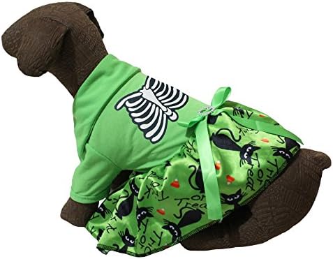 Petitebella štenaca odjeća za pse haljine kostur zelena pamučna majica srca mačke tutu