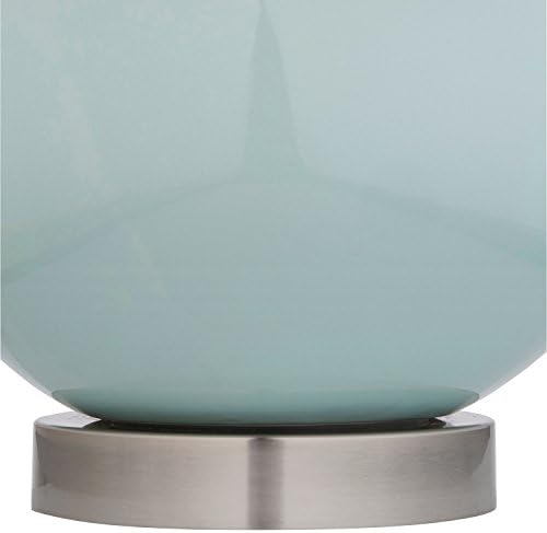 Robna marka-okrugla keramička stolna svjetiljka sa žaruljom sa žarnom niti i bijelim sjenilom-11.11.20 inča, svijetloplava