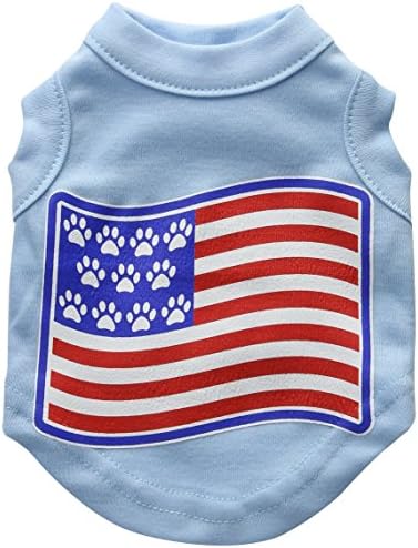 Mirage Pet Products Paws and Stripes Screen Print majice Baby Blue XS