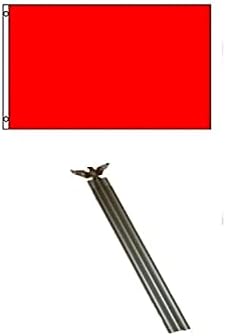 AES oglašavanje čvrsto crvene 3'x5 'Poliesterska zastava s 6' aluminijskim zastavama Pole komplet s orao Topper
