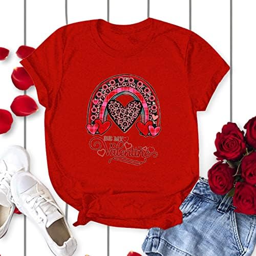 Valentinovo košulja za žensku slatku majicu za tisak Ljubavno tiskane košulje s kratkim rukavima grafičke majice vrhove