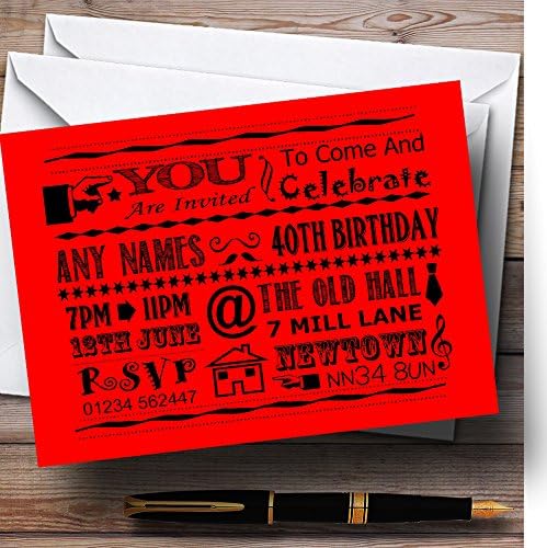 Kartica Zoo Cool Vintage Fun Thipografija Typografija Crvena personalizirana pozivnice za rođendan