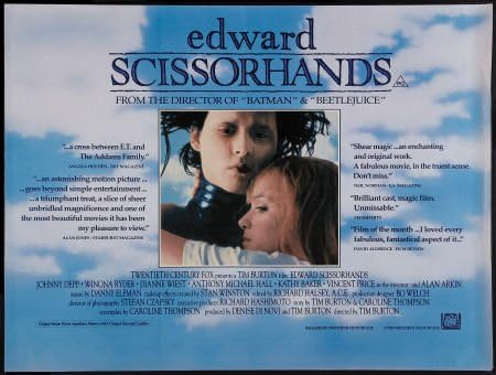 Edward Scissorhands - 30 x40 britanski četverostruki originalni filmski plakat Johnny Depp Tim Burton