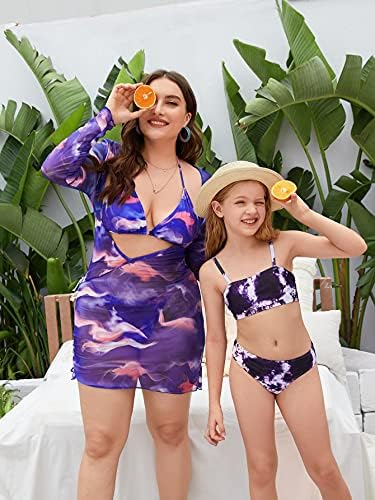 + Ženski set bikinija Plus Size s mrežastom vrpcom s naramenicama 3-dijelni kupaći kostim kupaći kostimi