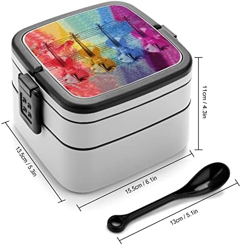 Šarena akvarelna boja i violine kutija za ručak prijenosni dvoslojni bento kutija Velikog kapaciteta za ručak spremnik za hranu sa