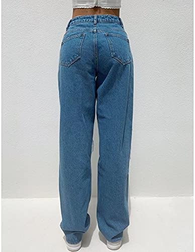 Lariau široke traperice za žene za žene labave rupe za učvršćivanje povremene visoke struke nevolje traperice hlače hlače