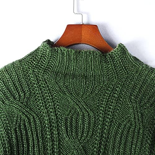 Mtsdjskf ženski kabel pleteni džemperi debeli poticaj dugih rukava casual pulover topla tunika dukserica