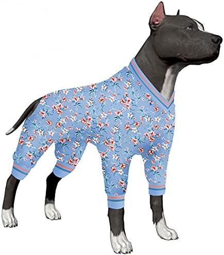 Lovinpet Big Dogs Jammies, Post Operation Zaštita Pad Padžama, pokriveni kombinezon za pse, lagani otočni cvjetni plavi/narančasti