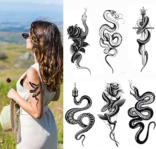 10 listova realističnih privremenih naljepnica za tetovaže zmija za žene i muškarce, lažne naljepnice za tetovaže zmija za tijelo odraslih